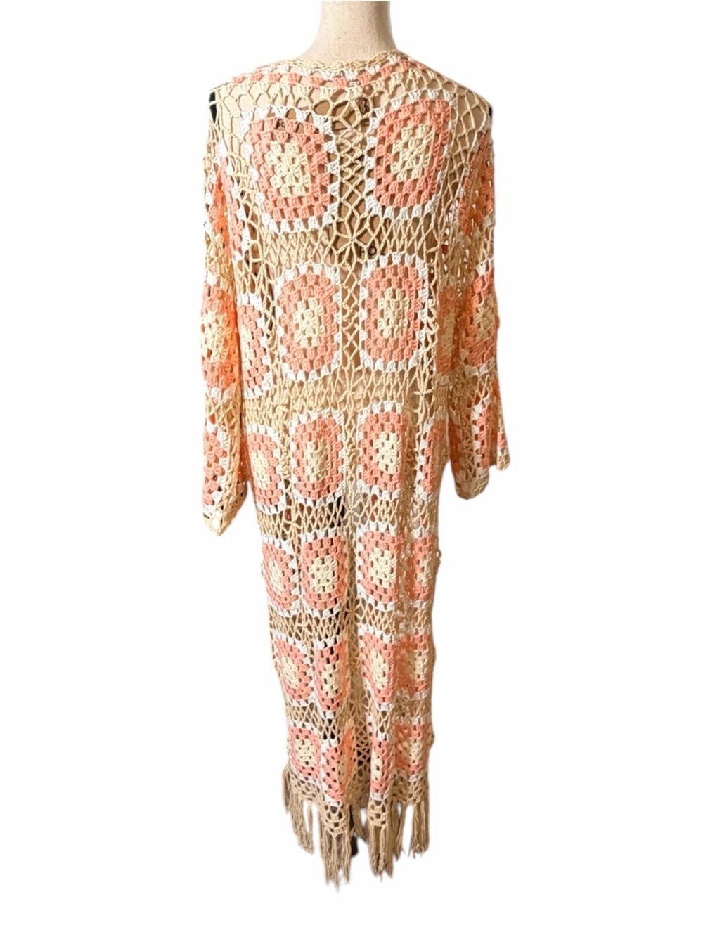 POL Granny Square Crochet Open-Front Duster Cardigan NWT Size Small - Picture 4 of 14